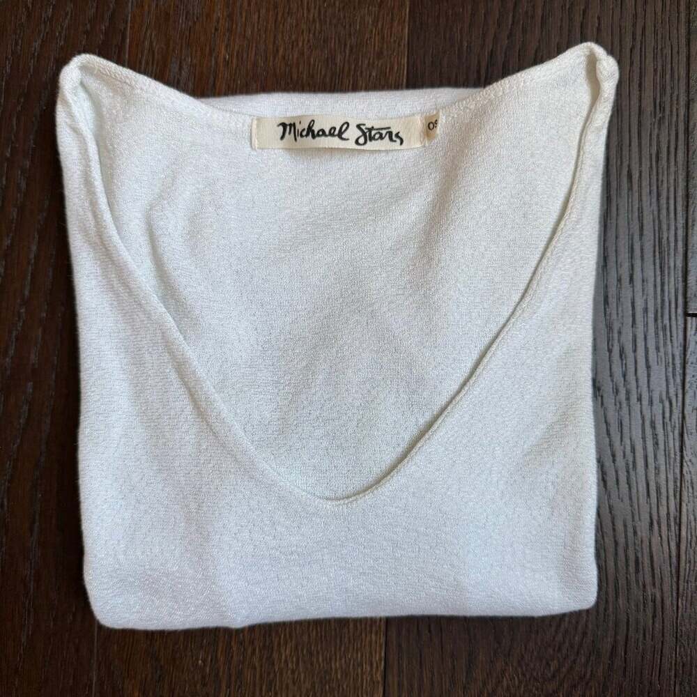 Michael Stars White Doubled Front V-Neck T-Shirt - O/S